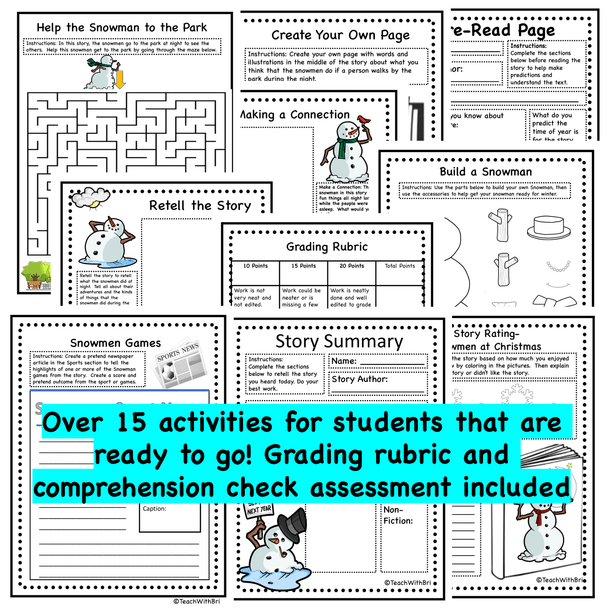 Read-A-Loud Tasks: Snowmen at Night