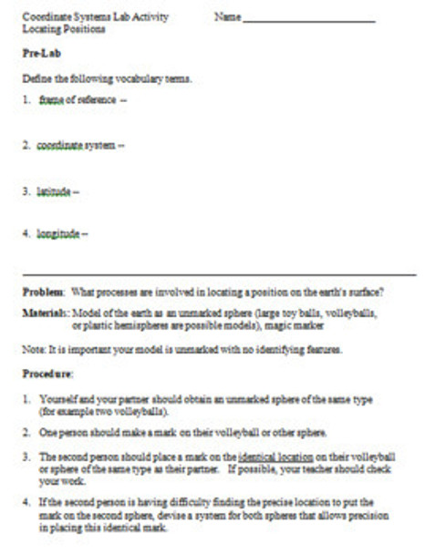 Coordinate Systems and Isolines Learning Activities