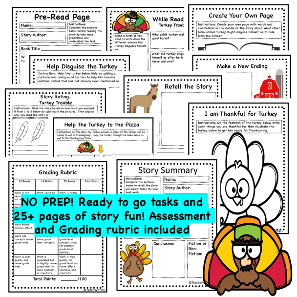 Digital Version:  Read-A-Loud Activities- Turkey Trouble - Thanksgiving Favorite Stories