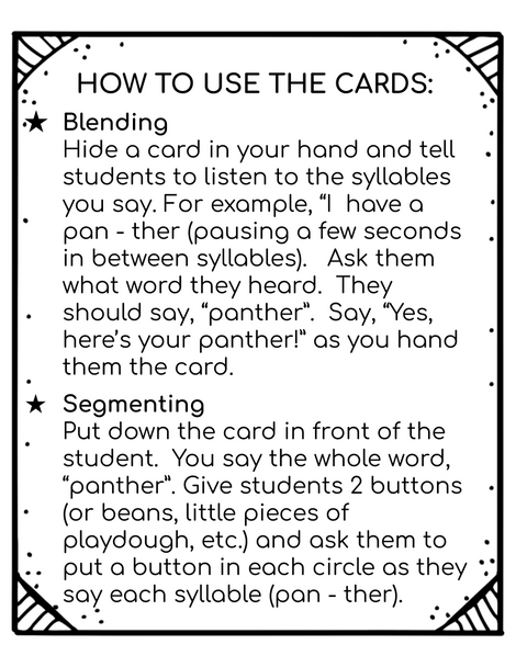 Phonological Awareness Picture Cards for Two-Syllable NON-Compound Words