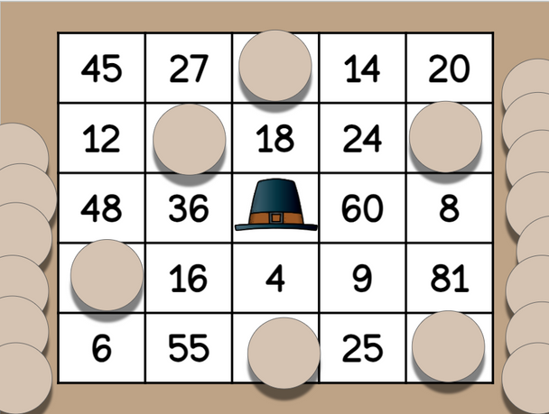 Thanksgiving Multiplication Bingo- Digital and Printable
