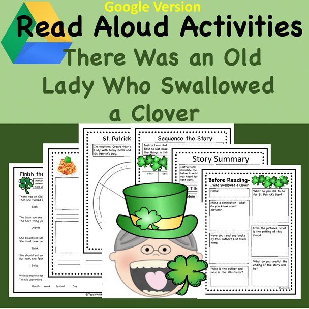 Digital Version: St. Patrick's Day Read-A-Loud Activities- There Was A Old Lady Who Swallowed A Clover