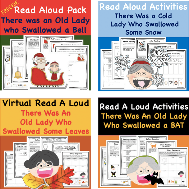 Discount Bundle: Book Series Favorites- There Was An Old Lady Who Swallowed A -- 8 Stories get 3 Free