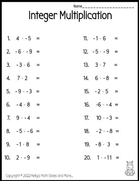 Integers - Multiplying with Integer Chips - Digital and Printable