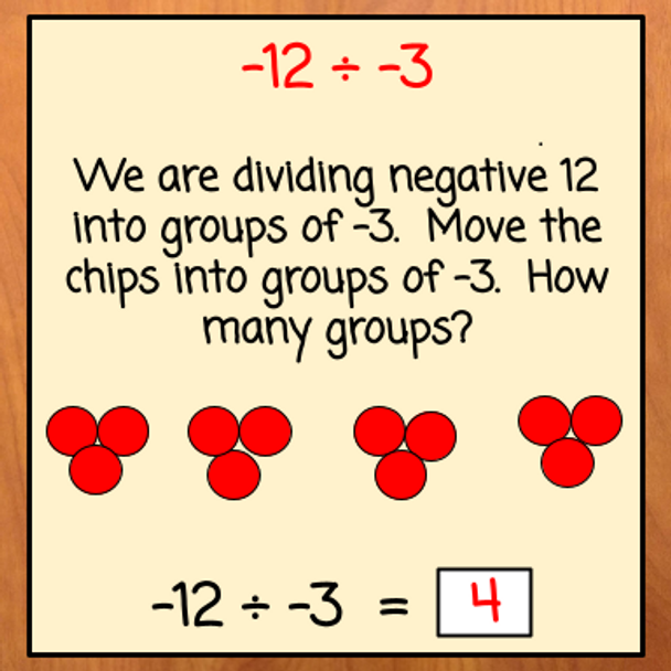 Integers - Dividing with Integer Chips