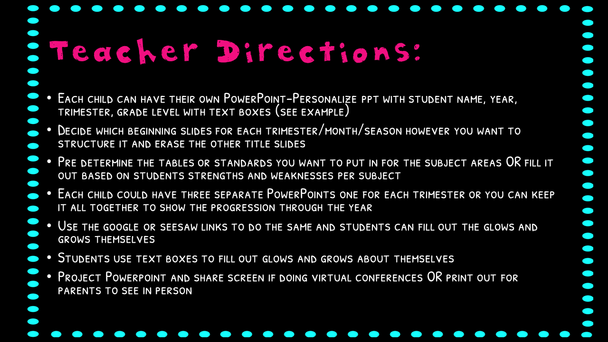 Glows and Grows Conference Reflection Powerpoint Digital and Printable