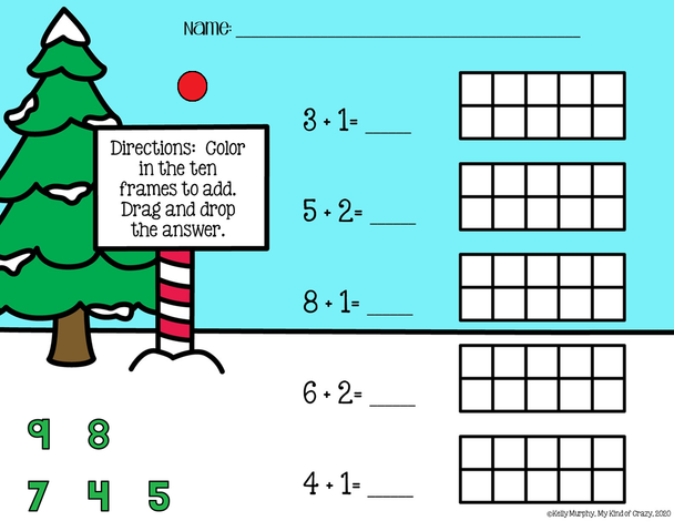 December Math Addition and Subtraction Google Slides