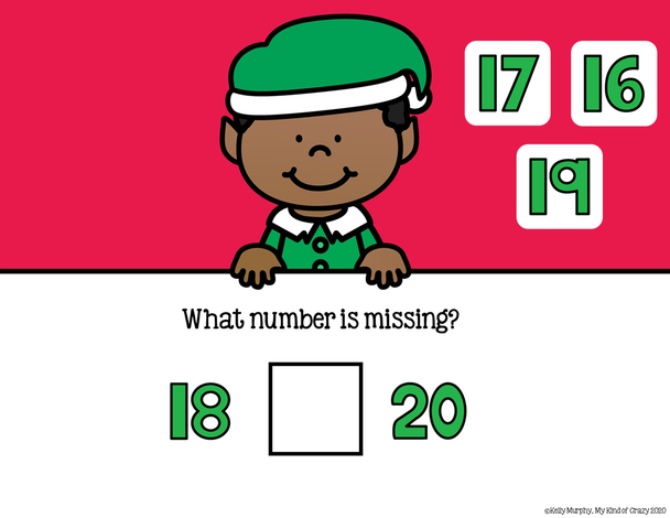 Missing Number 1-20, Christmas Theme, Remote Distance Learning, Google Slides