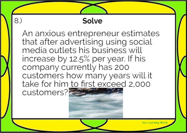 Exponential Growth and Decay Word Problems: Google Slides Picture Puzzle (16 Problems)