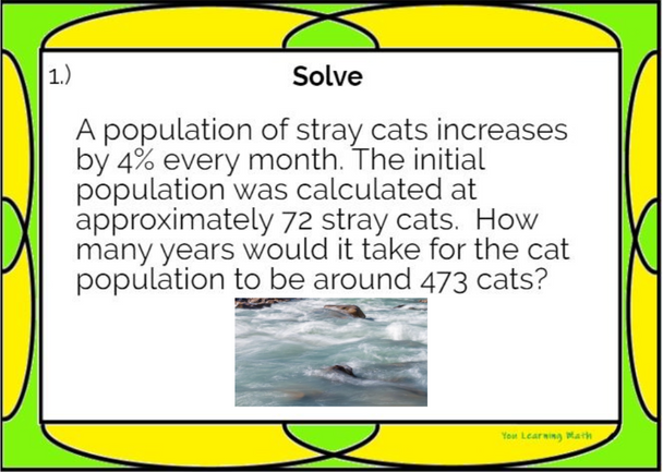 Exponential Growth and Decay Word Problems: Google Slides Picture Puzzle (16 Problems)