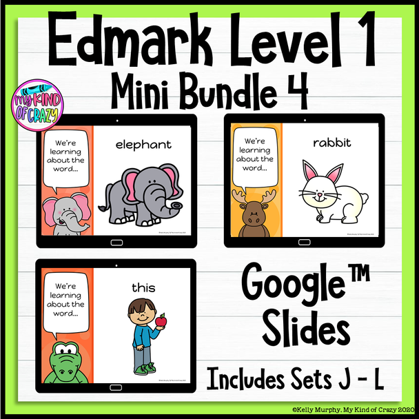 Edmark Level 1, Words 91 - 120 Google Slides