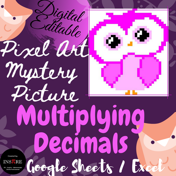 How to create a Pixel Art Mystery + Spaceman, Owl, Kitty, Turkey EDITABLE Math