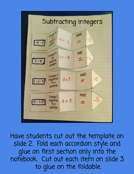 Subtracting Integers - Changing a Subtraction Problem to an Addition Problem