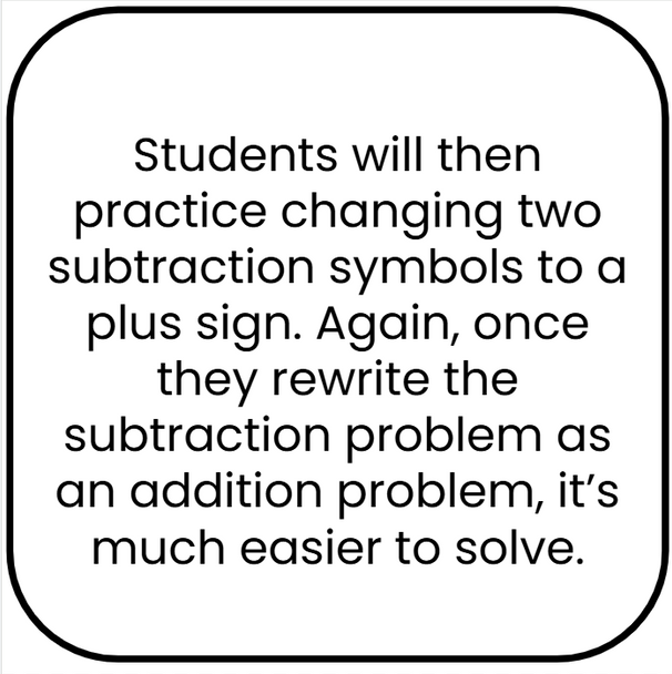 Subtracting Integers - Changing a Subtraction Problem to an Addition Problem