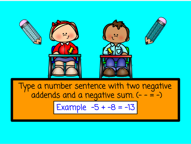 Integers - Writing Number Sentences 