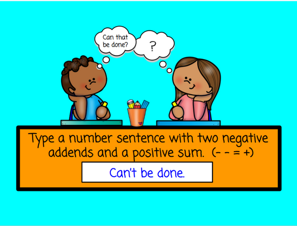 Integers - Writing Number Sentences 