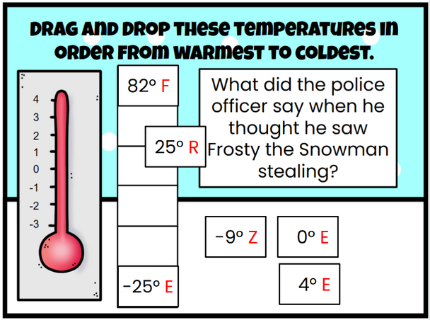 FREEBIE - Temperature on the Number Line - Digital Integers Activity