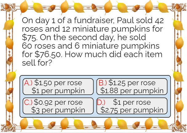 Systems of Equations Word Problems: Digital BOOM Cards - 15 Problems