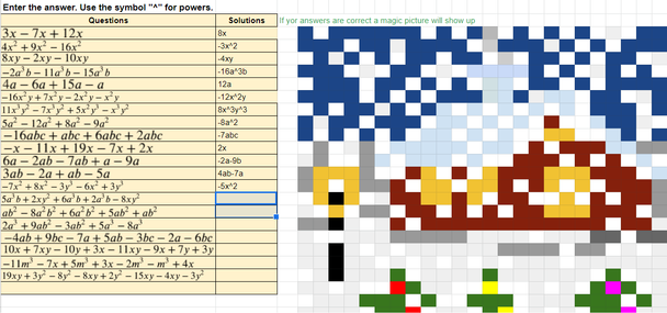 Combining Like Terms Worksheet Pixel Art Activity Google Sheets