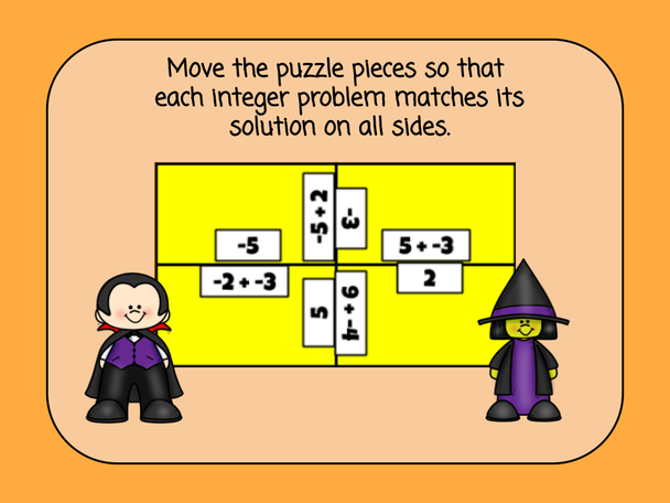 Halloween Matching Puzzles - Adding Integers