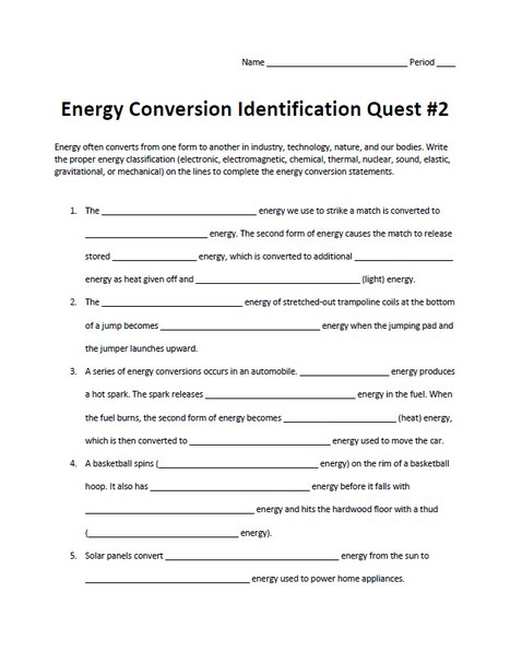 Energy Transformation Identification Quest Set #2