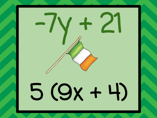 St. Patrick's Day Version - Distributive Property Race