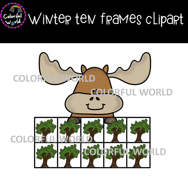 Winter ten frames clipart