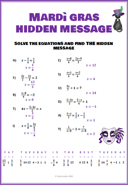 Mardi Gras Rational Equations Hidden Message