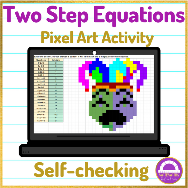 Mardi Gras Solving Two Step Equations Pixel Art Activity