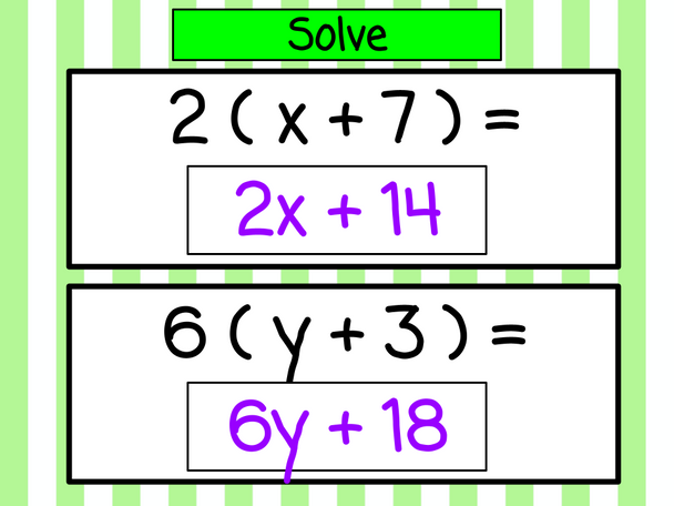 Distributive Property Lesson - with variables - Digital