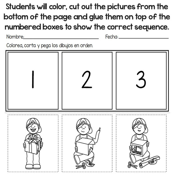 3-4 Step Winter Sequencing in Spanish-Secuencias con dibujos (Invierno)