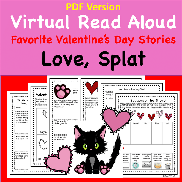 Love Splat- Virtual Valentine's Day Read Aloud Activity Pack - PDF Version