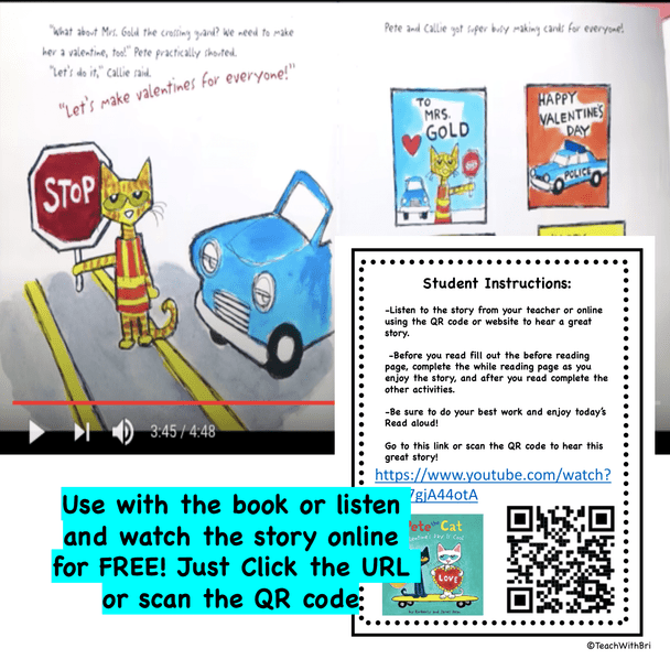  Pete the Cat Valetine's Day is Cool - Read Aloud Activity Pack - PDF Printable Version