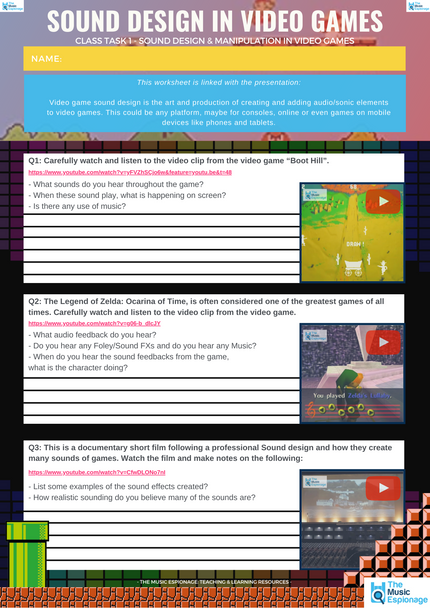 Sound Design in Video Games-FULL LESSON-Distance Learning | Google Slides™