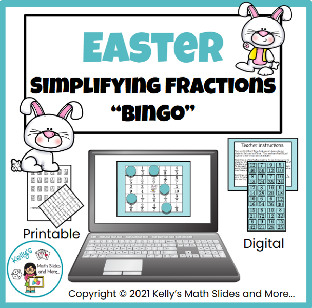 Easter Version - Fractions Bingo  - Digital