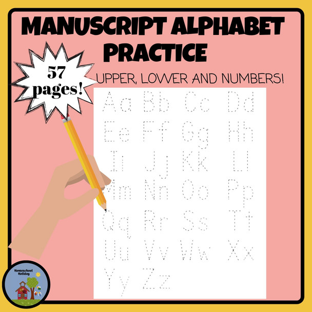 Manuscript Alphabet Tracing Worksheets Capital & Lowercase