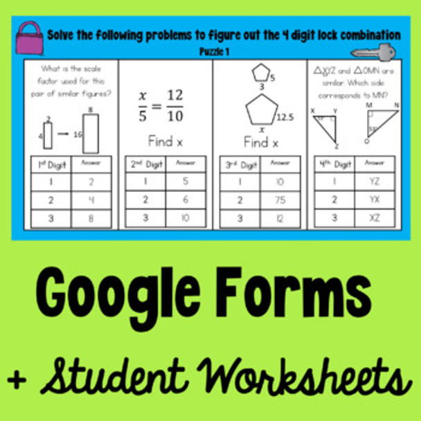 Similar Figures & Scale Factor - Distance Learning Escape Room Google Forms!