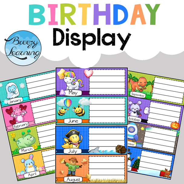 Cute Animals Birthday Display for the Classroom