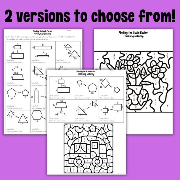 Finding the Scale Factor of Similar Figures - Coloring Activity!