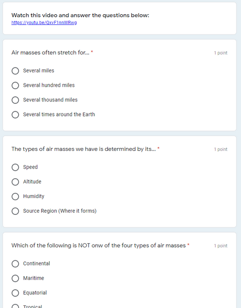 Air Masses WebQuest (MS-ESS2) Great sub plans or distance learning!