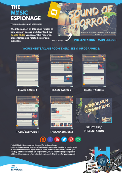 Music and Sound in HORROR Films-FULL LESSONS-Distance Learning | Google Slides™