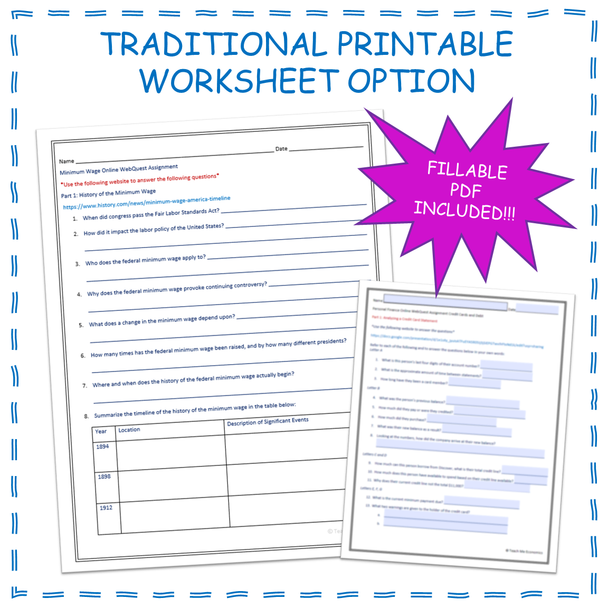 Minimum Wage Webquest, History, Debate and Impact Google Slides Digital Distance
