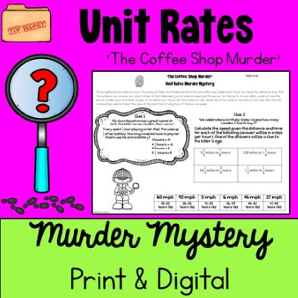 Unit Rates : Complex Fractions & Better Buy Murder Mystery - PDF & Digital