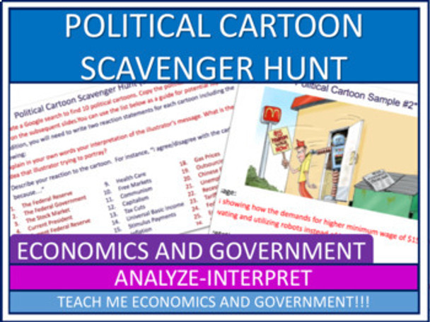 Political Cartoon Scavenger Hunt Economic Government Theme Distance Learning