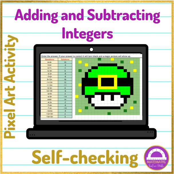 St. Patrick's Day Adding and Subtracting Negative Numbers Pixel Art Activity