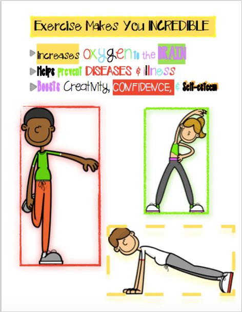 PE Posters: Exercise Makes You Incredible -Benefits of PE & Sport