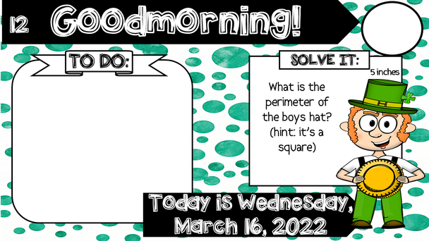 Math Problem a Day Third Grade March Editable Morning Message Solve It