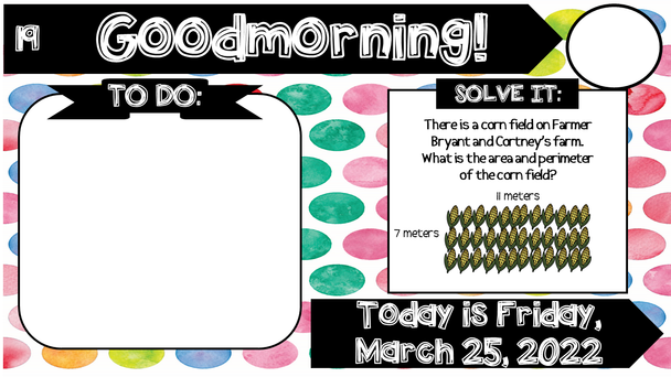 Math Problem a Day Third Grade March Editable Morning Message Solve It