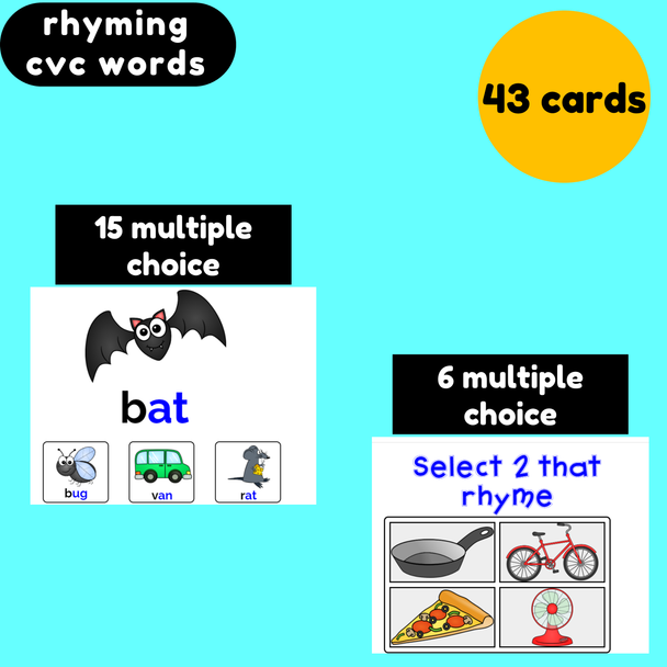 Rhyming CVC Words Boom Cards
