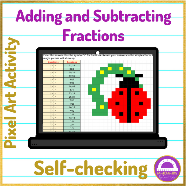 St. Patrick's Day Adding and Subtracting Fractions Pixel Art Activity